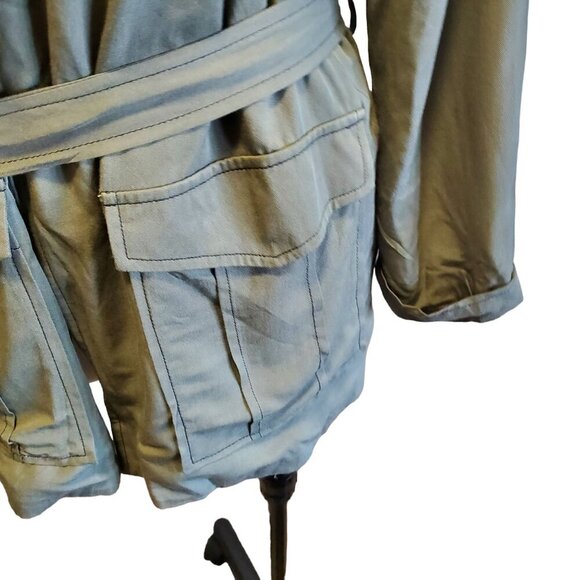 Daniel Rainn Olive Green Jacket With Belt Cargo Pockets Womens Small NWOT - Picture 7 of 11